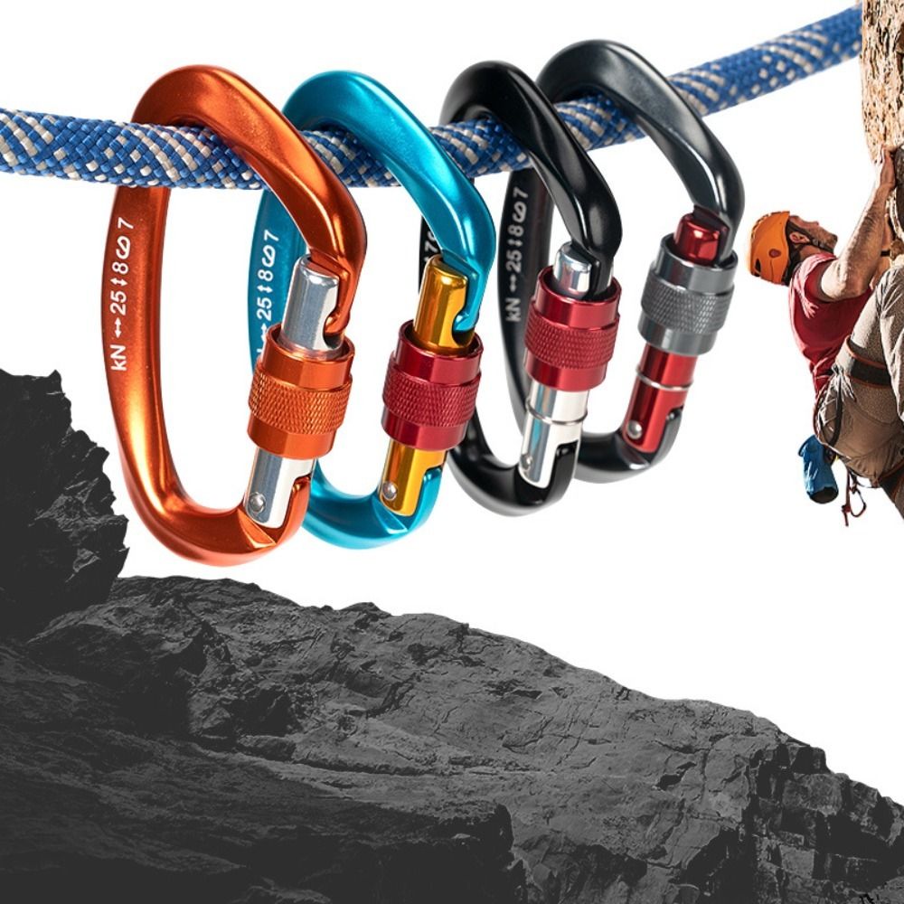 Carabiner Locking D - D-shape 25KN Climbing Carabiner Aluminum Alloy