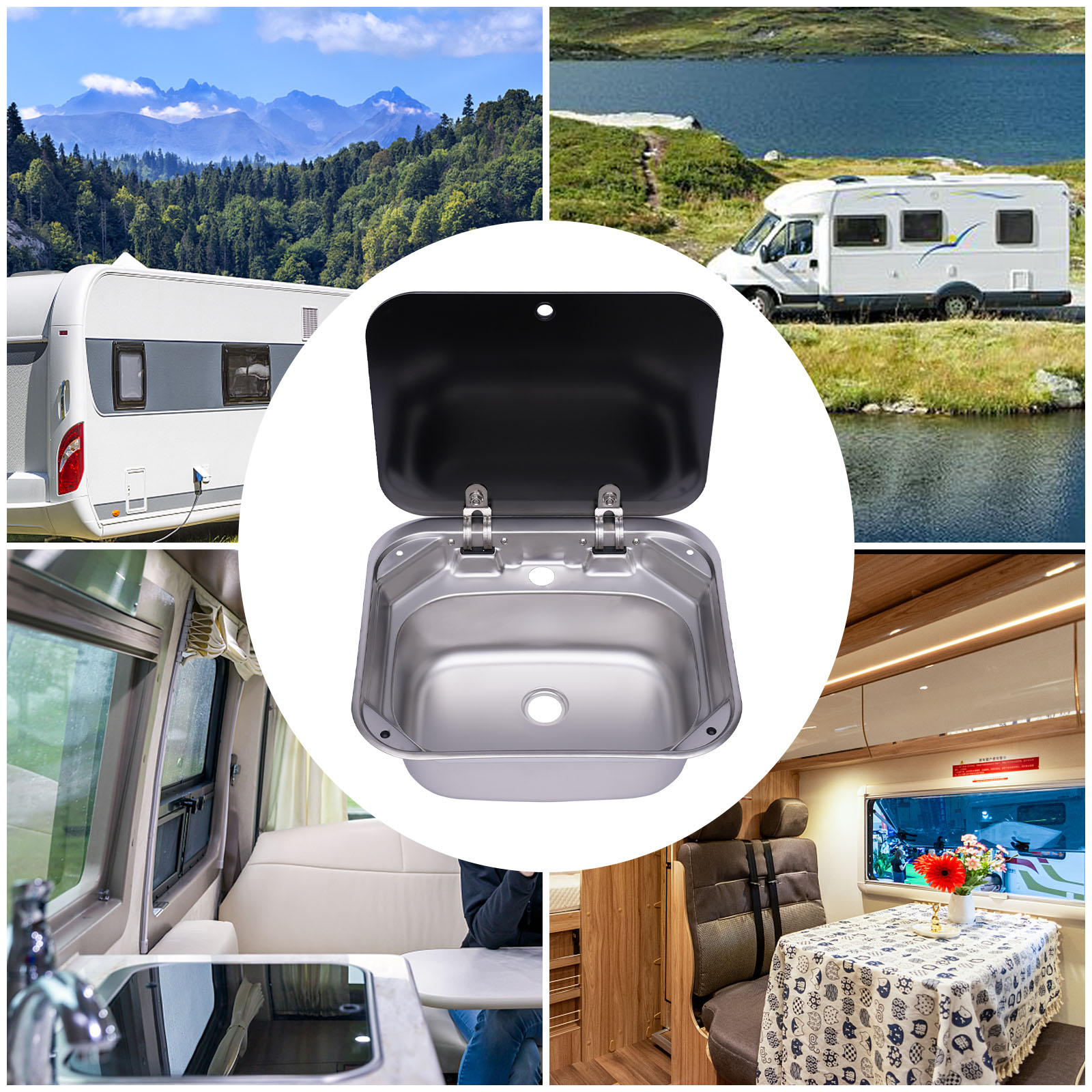 Outdoor Adventures - Space Saving RV Sink Semi Recessed