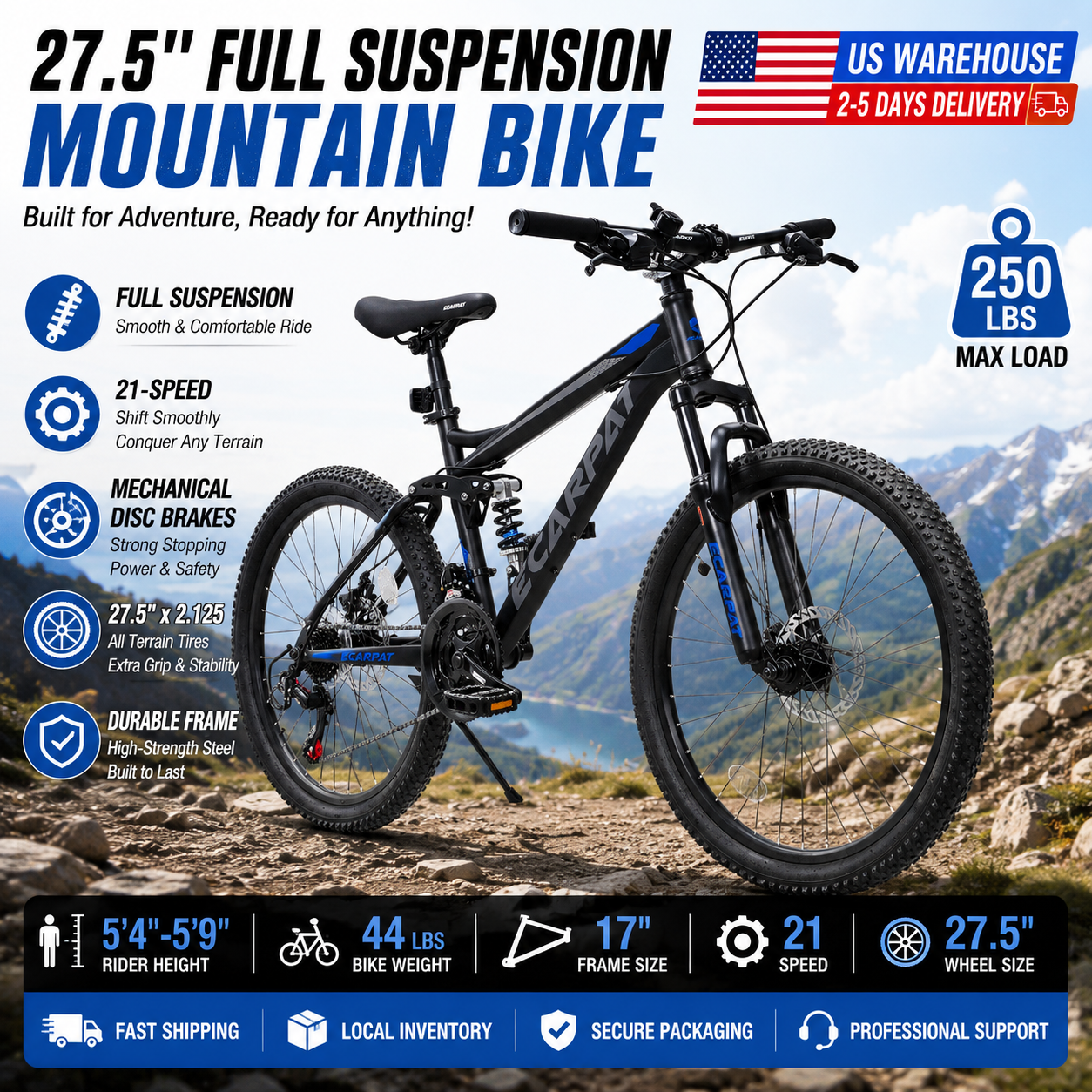 Outdoor Adventures - 27.5 Inch Full Suspension MTB Bike