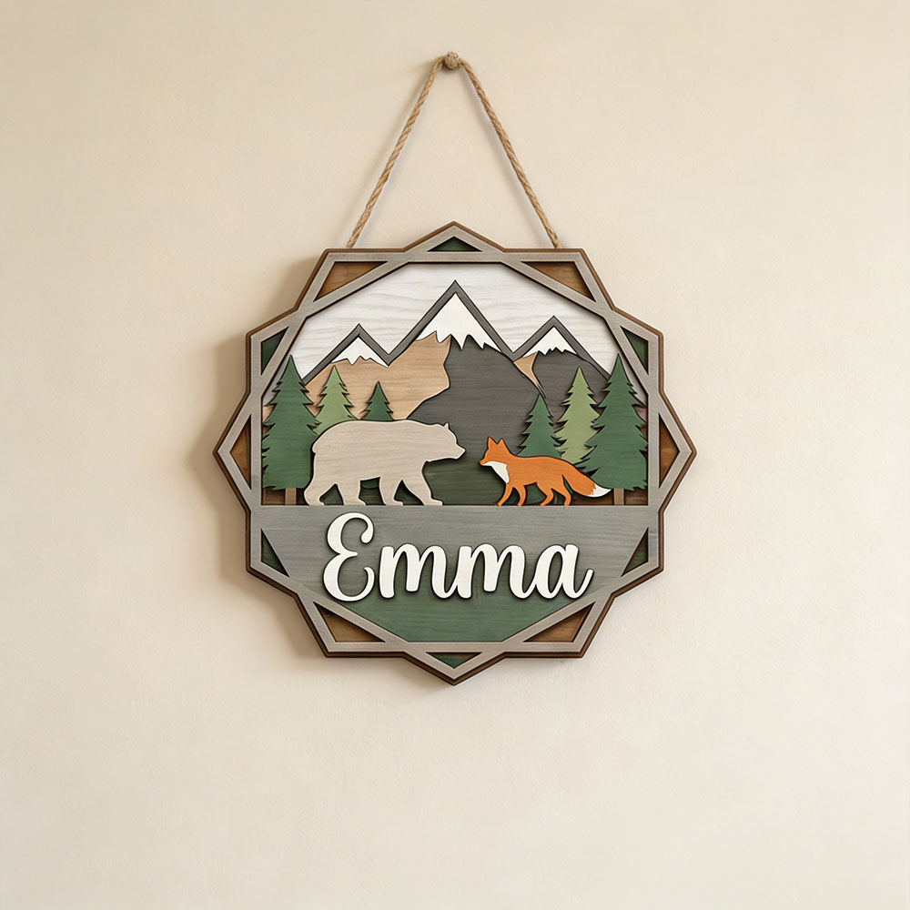 Outdoor Adventure Birthday Party - Personalized Rustic Forest Adventure Name Wooden