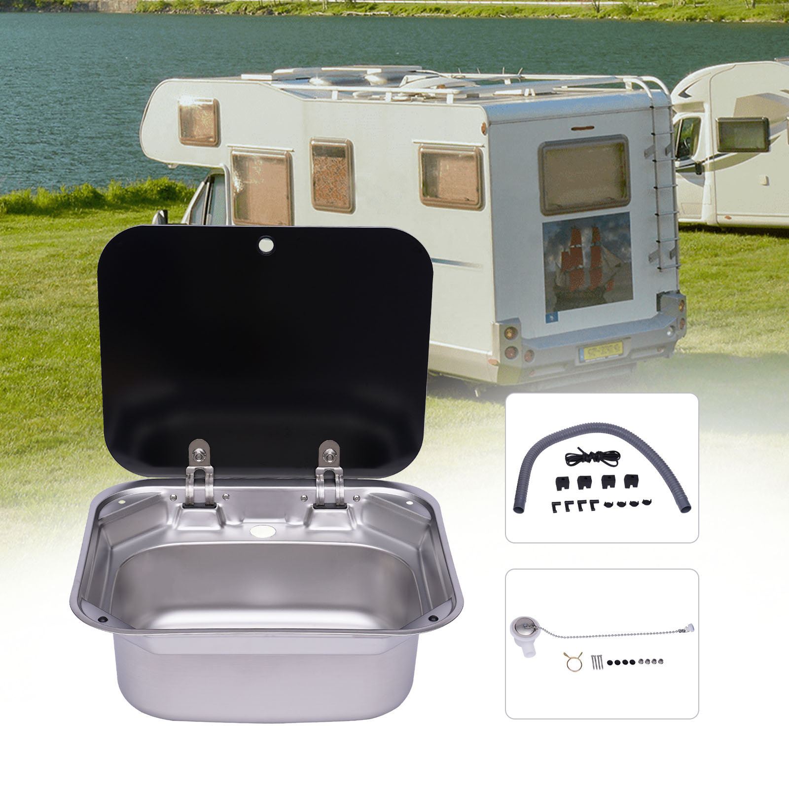 Space Saving RV Sink Semi Rece - Outdoor Adventures ulasan dan harga