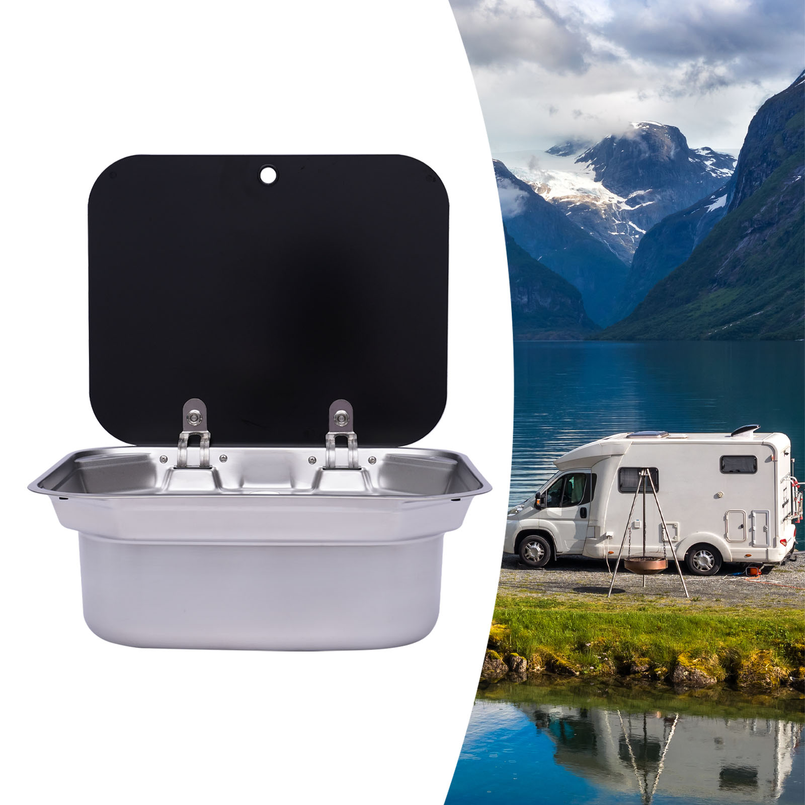 Space Saving RV Sink Semi Rece - Outdoor Adventures ulasan dan harga