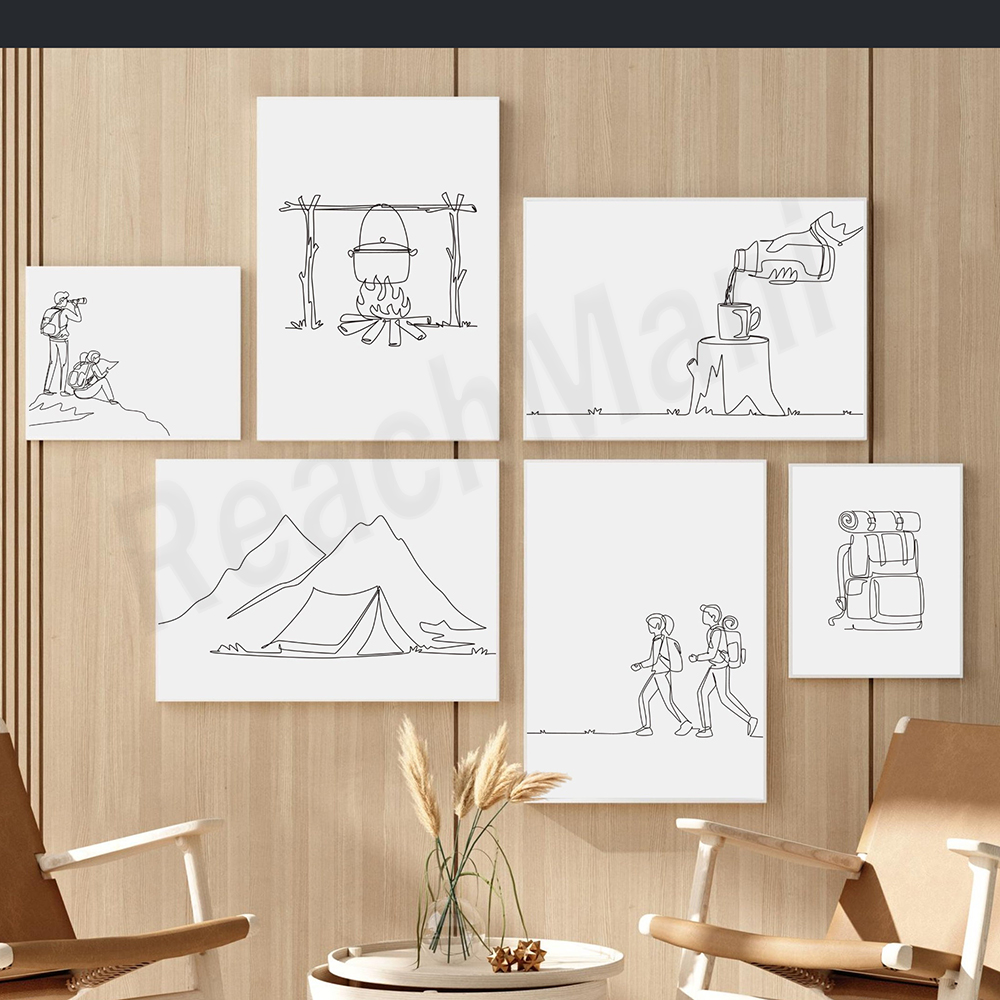 Hiking poster, minimalist tent - Outdoor Adventure York ulasan dan harga