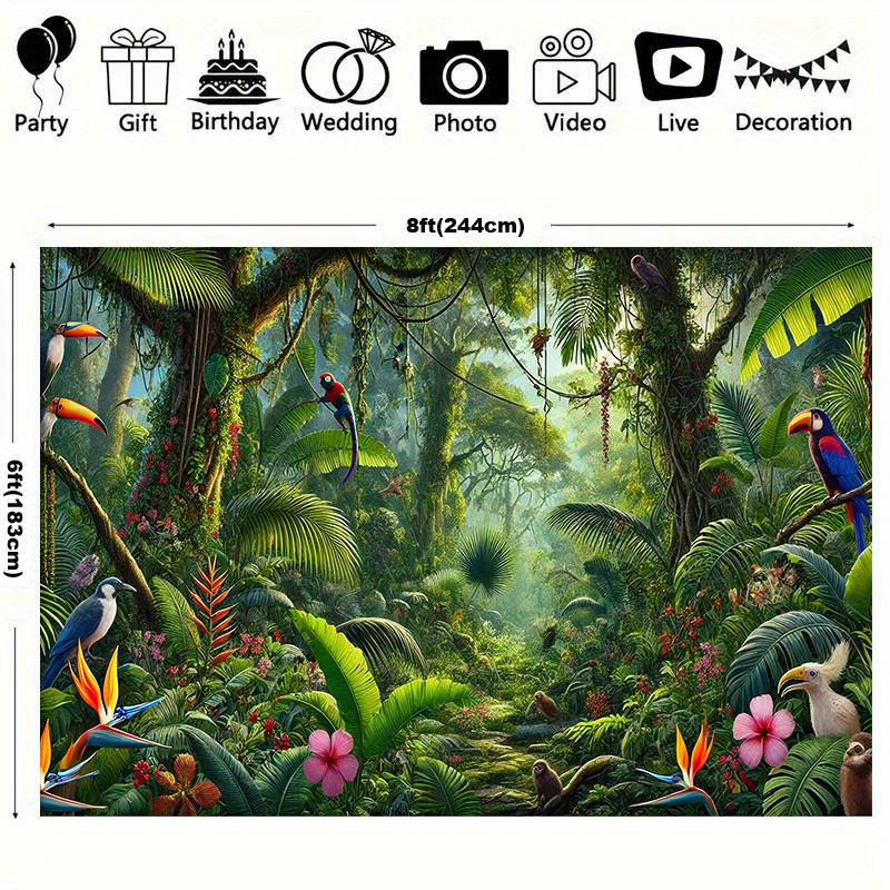 1pc Jungle Adventure Backgroun - Outdoor Adventure Birthday Party ulasan dan harga