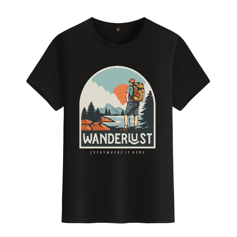 Men's Black Round-Neck Short-S - Outdoor Adventure Wear ulasan dan harga